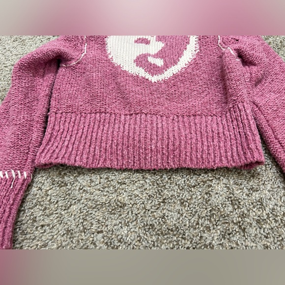 Anthropologie Pilcro Yin Yang Icon Heart Cardigan Pink Size XS Spring Preppy - Picture 6 of 15